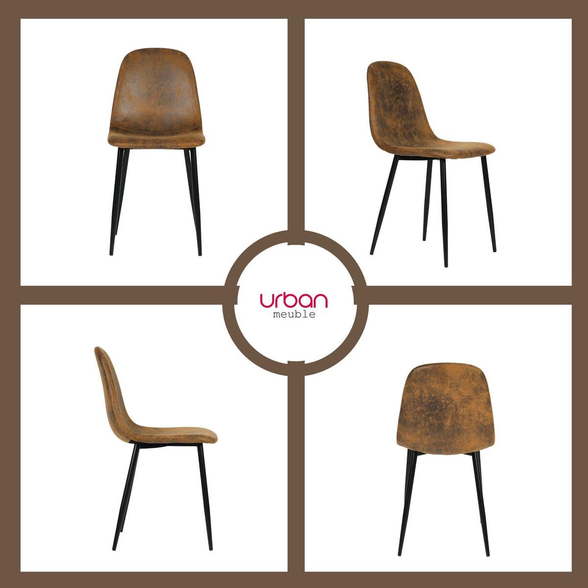 ESSTISCH SET mit 4 Stühlen Vintage Braun & Holzoptik - Braun, Holzwerkstoff/Textil (157/75/70cm) - Urban Meuble
