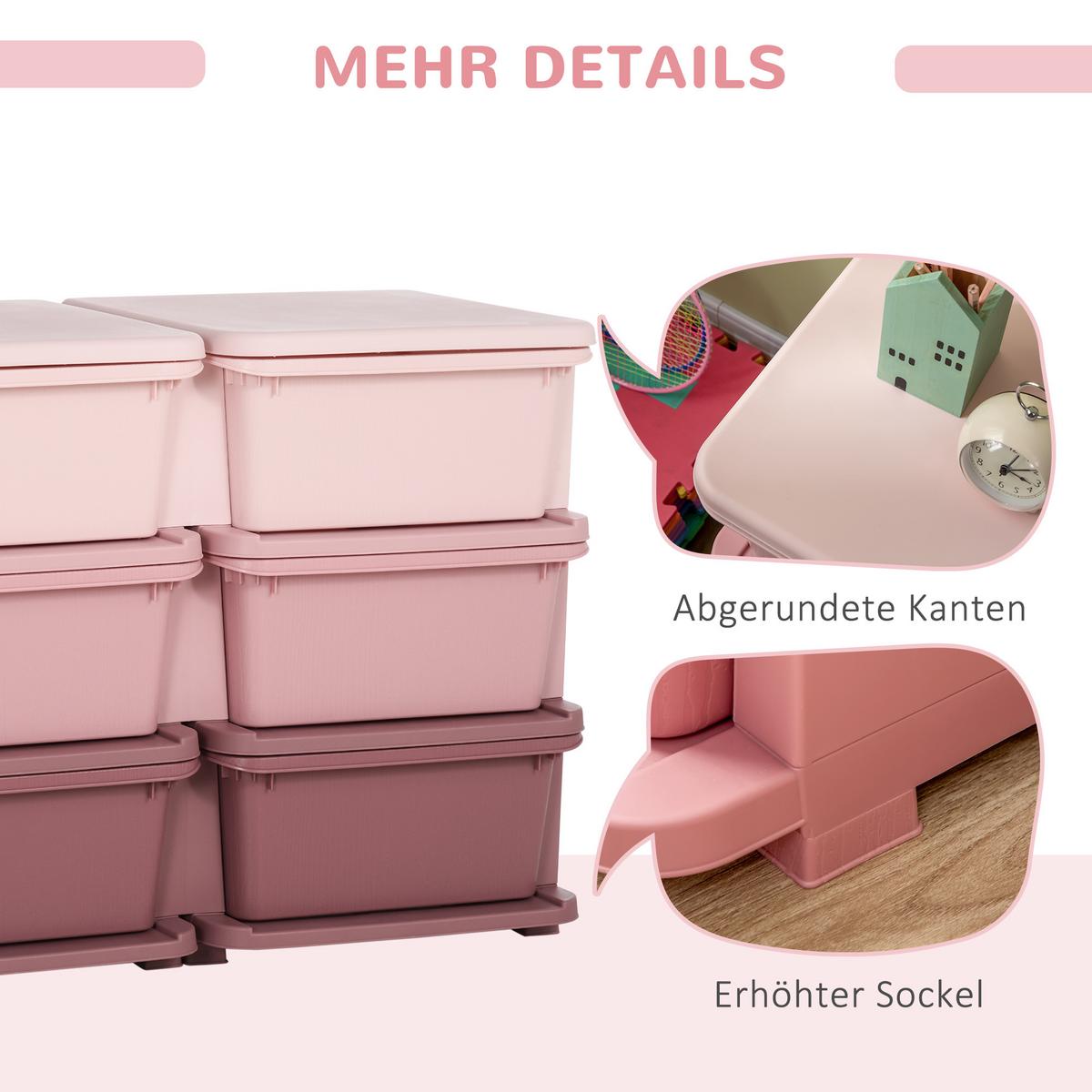 SCHUBLADENSCHRANK, Kunststoff, Rosa/Violett, 75L x 37B x 56,5H cm - Rosa, Kunststoff (37/56.5/75cm) - HOMCOM