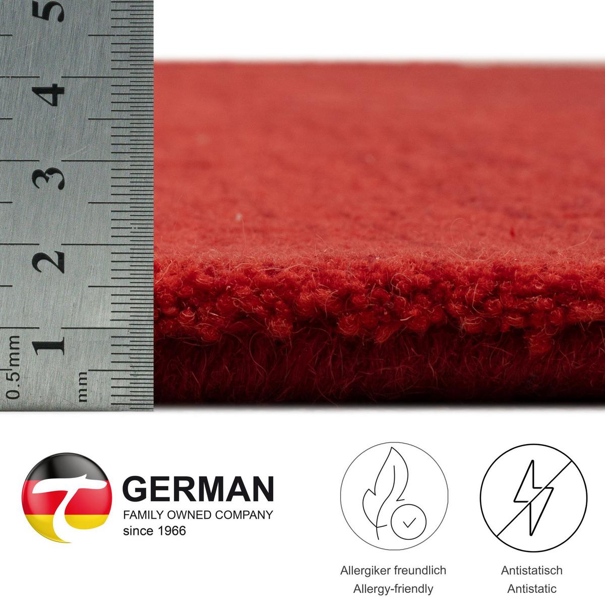 TUFTTEPPICH Wool Comfort 190x290 cm - Rot, Textil (190/290cm) - THEKO