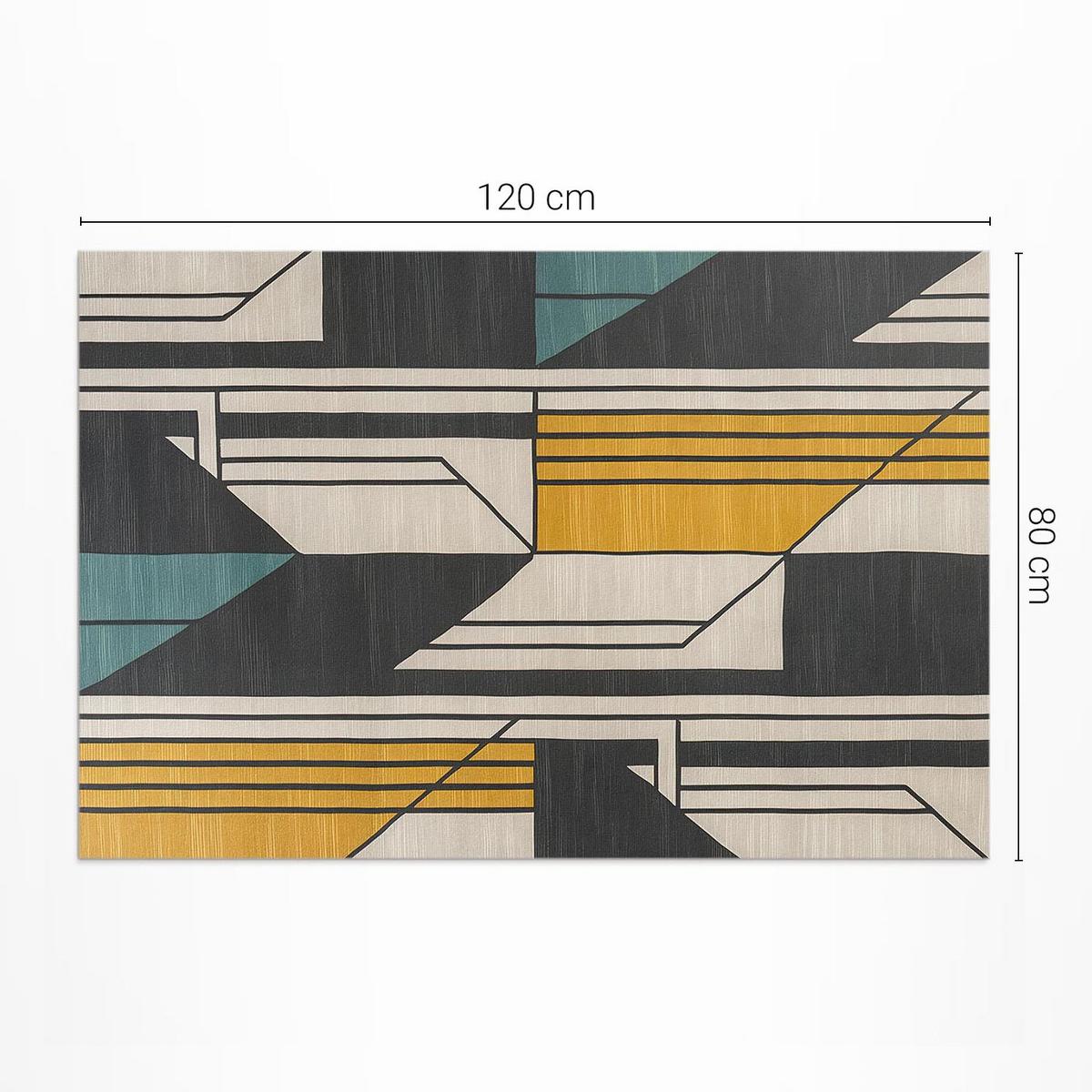 TEPPICH 80x120 cm Geometrisch Abstraktes Lineares Vintage Muster - Creme, Kunststoff (80/120cm) - Wallfluent