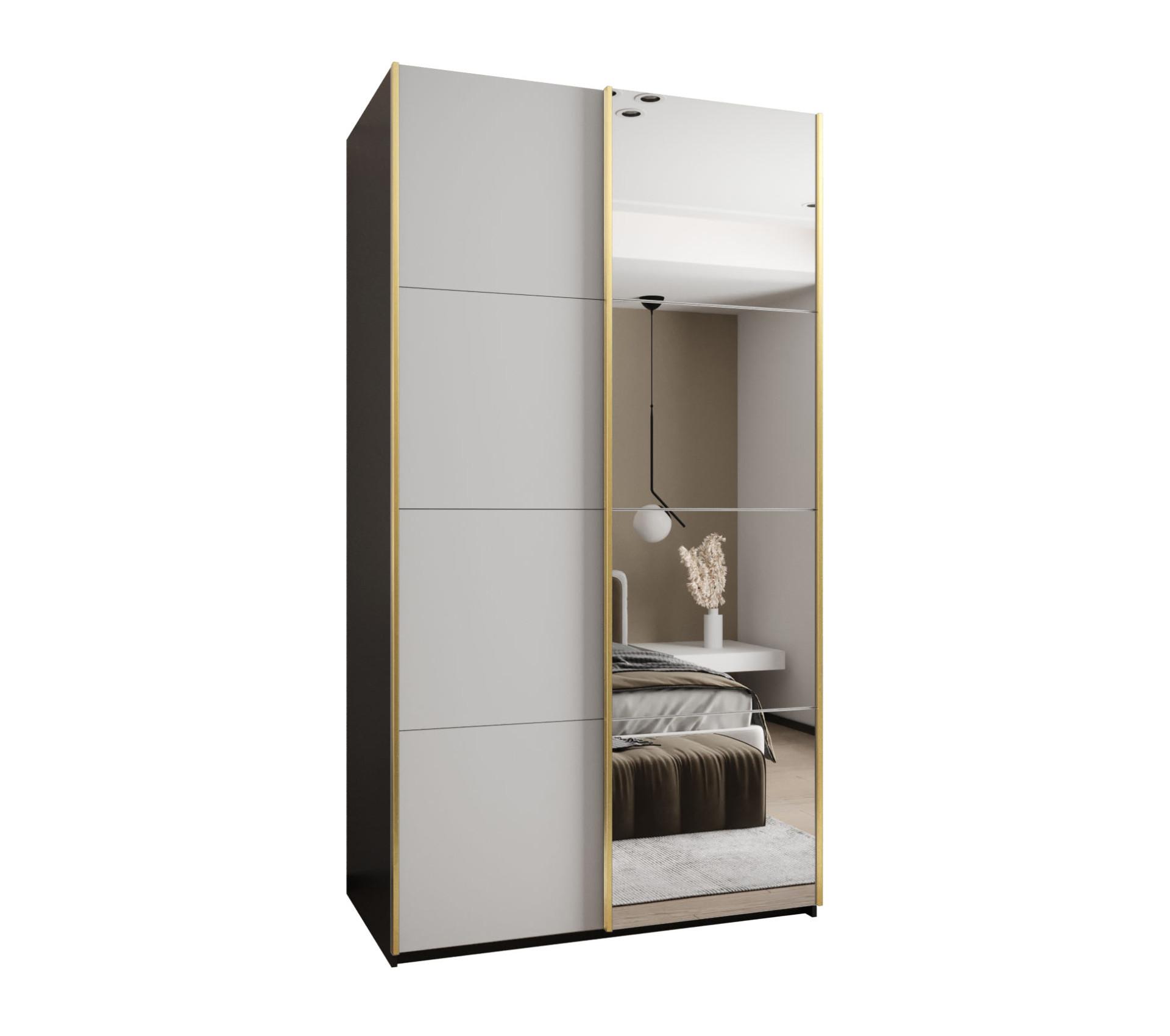 SCHWEBETÜRENSCHRANK 245,5/130/64 2-türig - Goldfarben/Schwarz, Holz/Metall (130/245/64cm) - Abiks Möbel