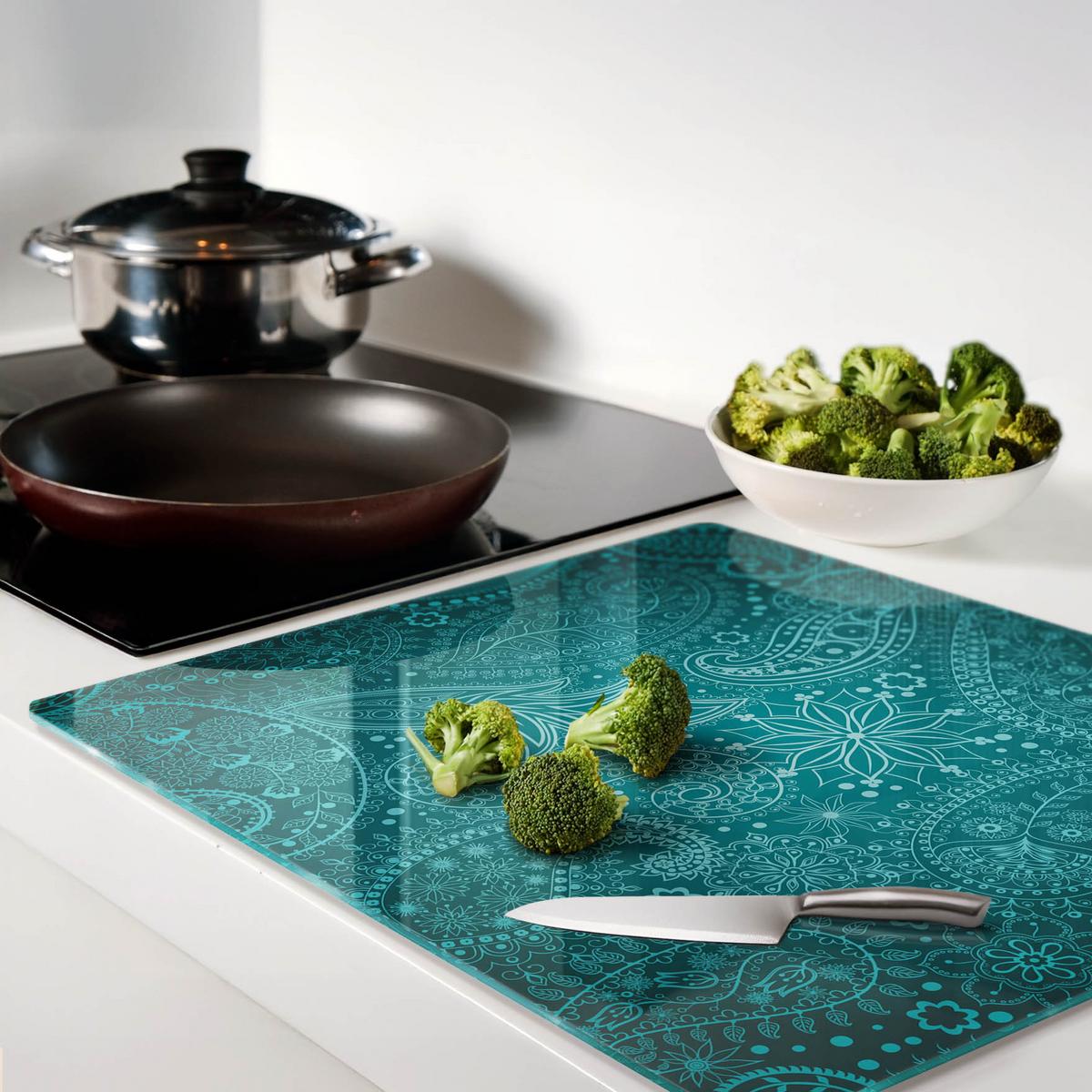 GLASPLATTE 60x52 cm Dekorationen - Blau, Glas (60/0.4/52cm) - TULUP