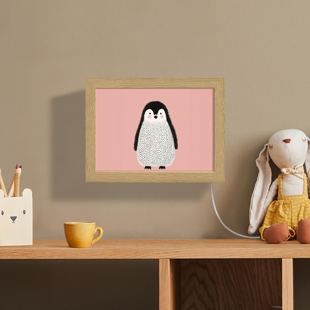 WANDLEUCHTE Pinguin - Punkte - Minimalistisch - Rosa 20x15 cm - Rosa, Holzwerkstoff (20/15/8cm) - OnlyWow