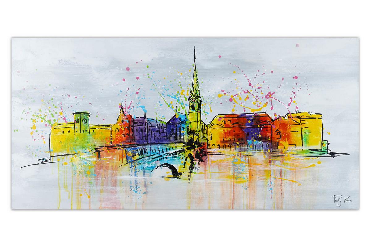 ACRYLBILD HANDGEMALT 120/60 cm - Grau, Holz/Textil (120/60cm) - KUNSTLOFT
