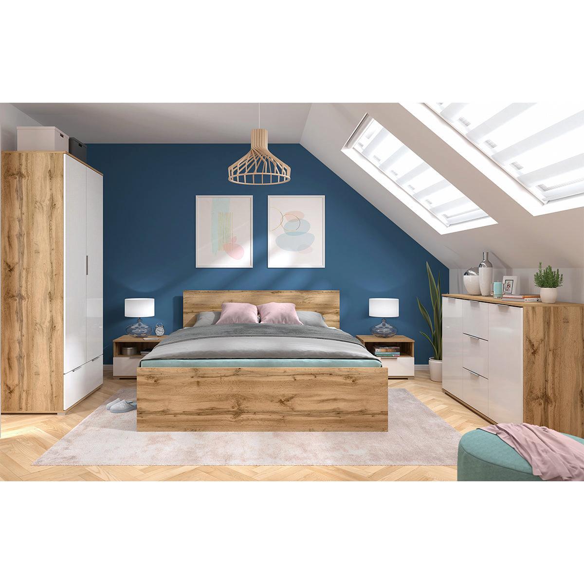 SIDEBOARD Selma Weiß und Holz - Weiß, Holzwerkstoff (135/86/41cm) - Petits-meubles