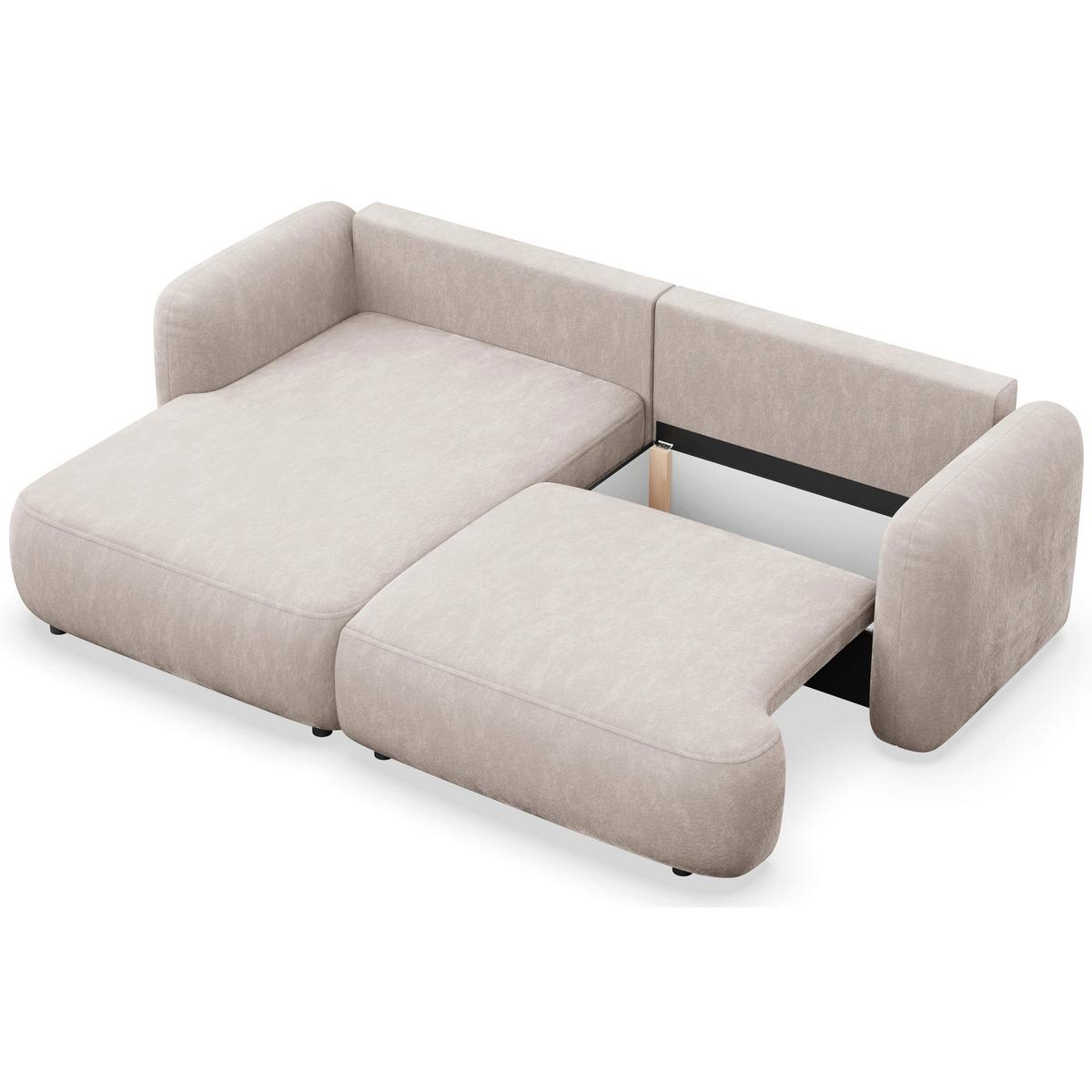 ECKSOFA Tvoya hellbeige Chenille - Ecru/Schwarz, Kunststoff/Textil (267/175cm) - Selsey