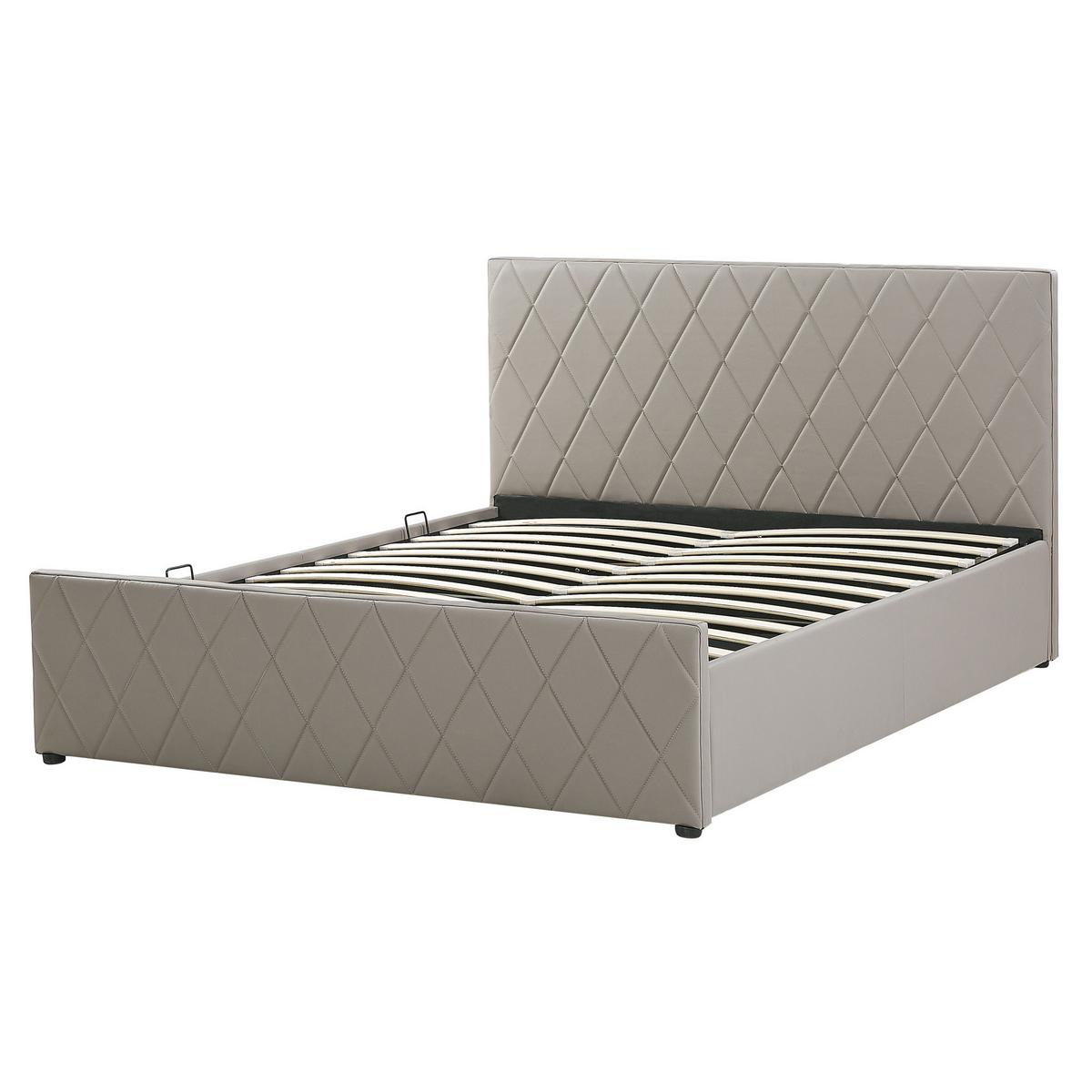 BETT mit Stauraum 160x200 cm Grau Rochefort - Taupe, Kunststoff (160/200cm) - Beliani