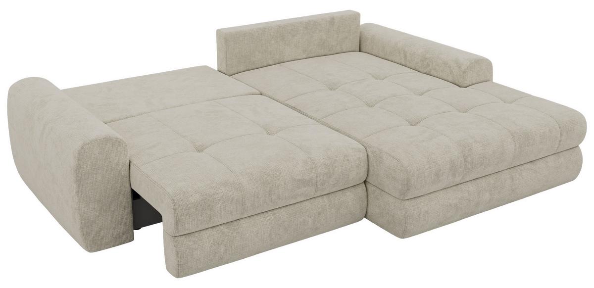 ECKSOFA ARELIA L - Creme Schenille grob gewebt - Links Seite - Creme/Schwarz, Kunststoff/Textil (292/205cm) - MKS