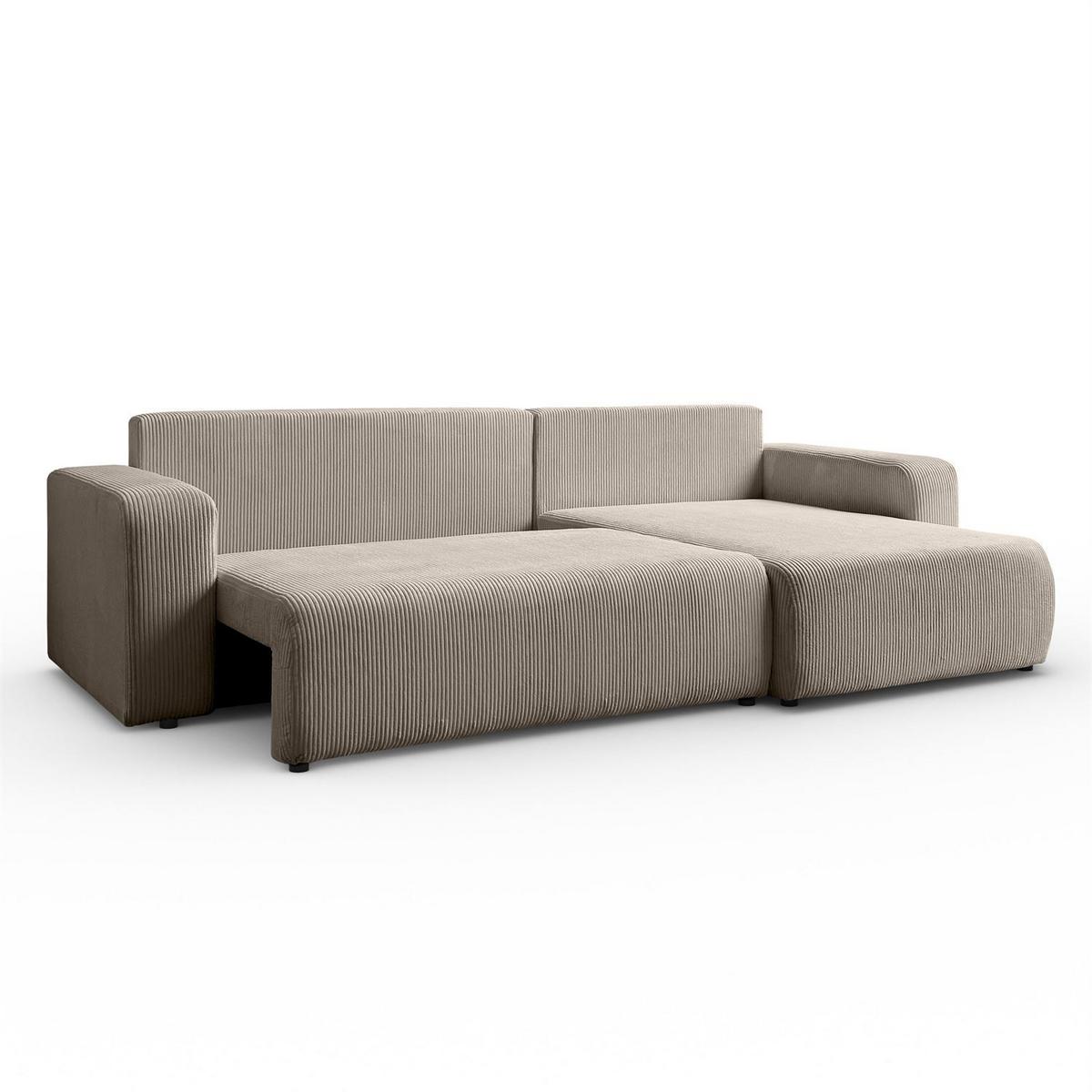 ECKSOFA Gepolstertes PRESTIGE XL mit Schlaffunktion und Bettkasten, Poso 02 - Beige, Textil (277/143cm) - Lookway