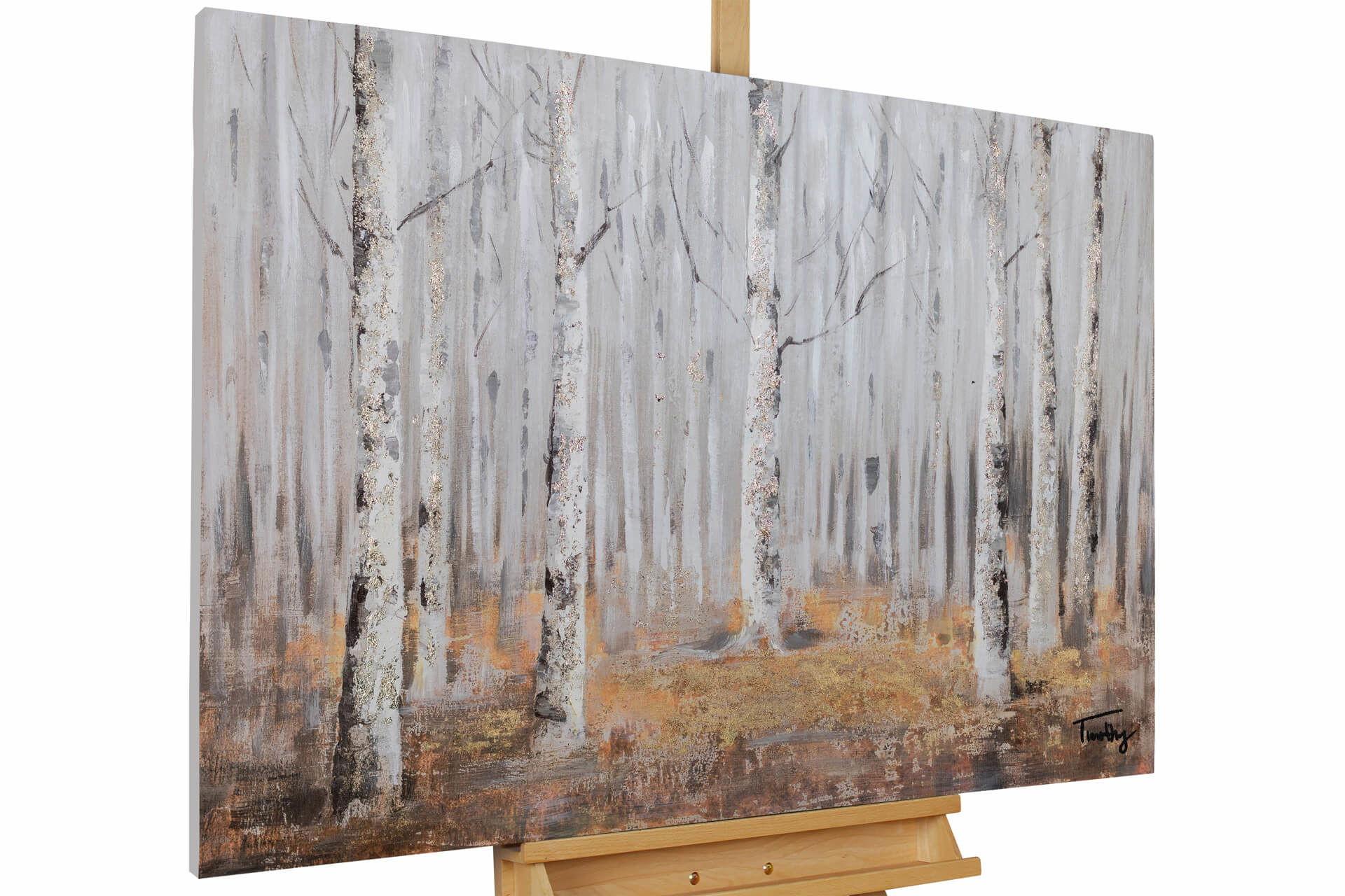 ACRYLBILD HANDGEMALT 90/60 cm - Weiß/Braun, Holz/Textil (90/60cm) - KUNSTLOFT