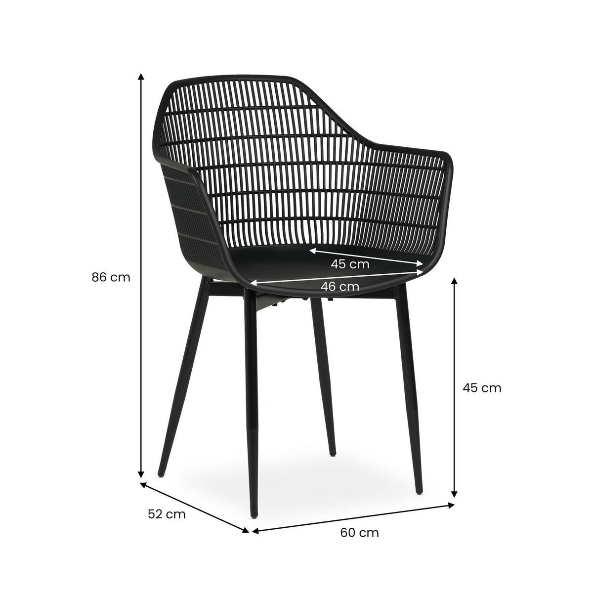 GARTENMÖBEL SET MARGHERITA 5er Set schwarz - Schwarz, Metall - IDIMEX