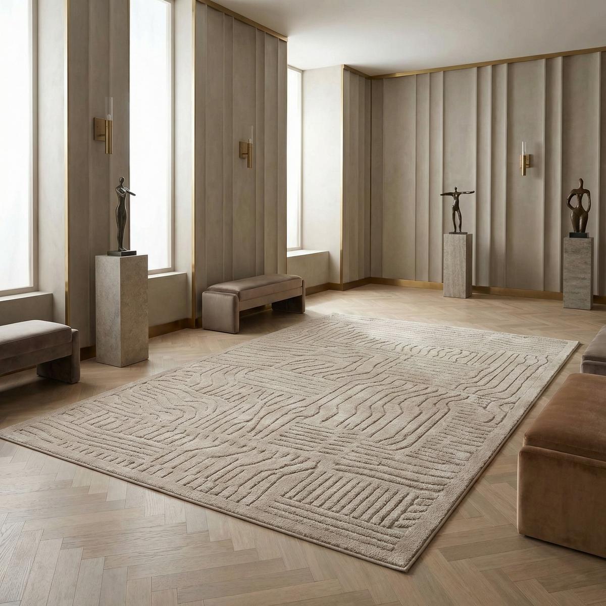 TEPPICH EDEN-Carlisle, geometrisch-abstrakt, Taupe, 120 x 170 cm - Braun, Textil (170/120cm) - KADIMA DESIGN