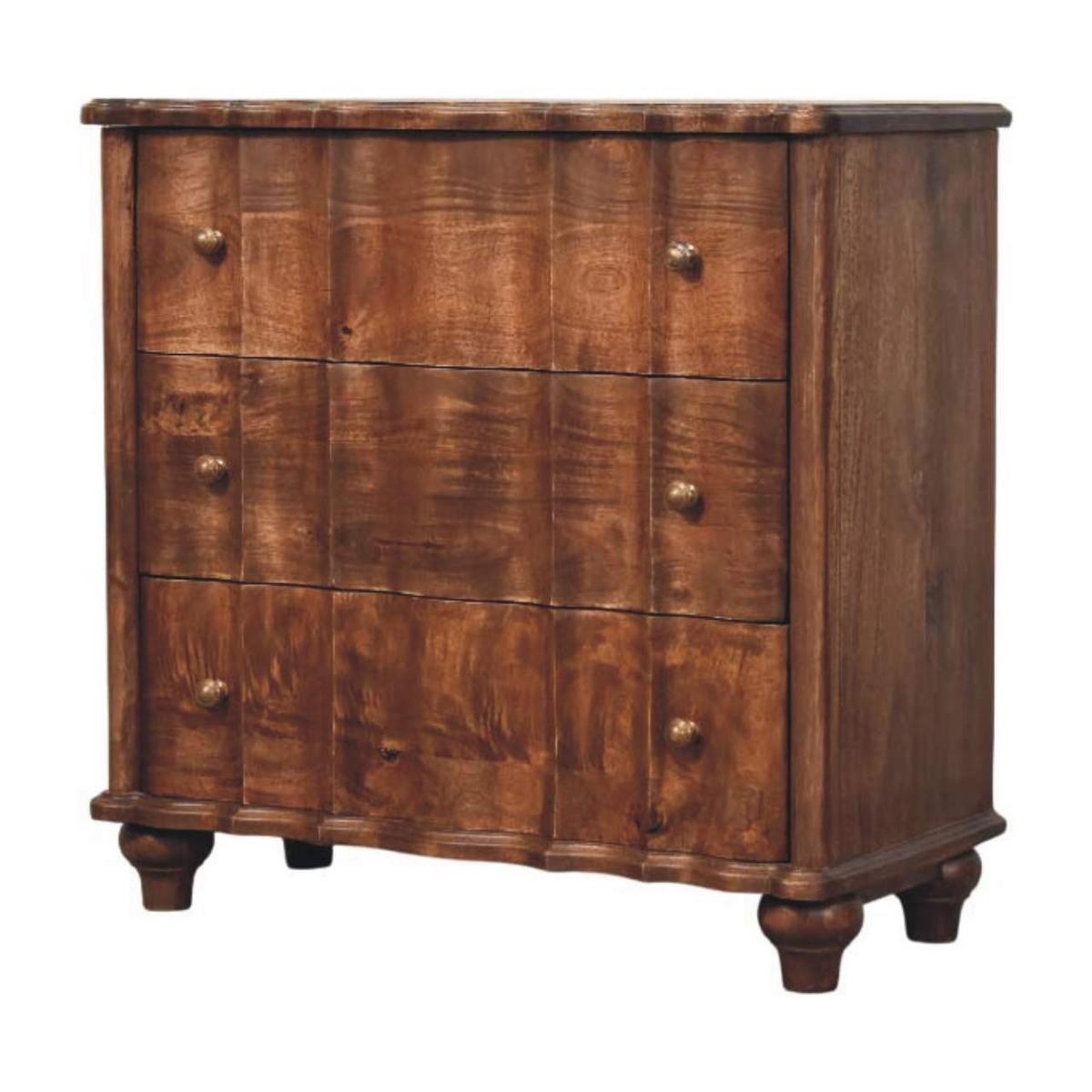 KOMMODE Camille, 3 Schubladen, Dunkelbraun - Dunkelbraun/Messingfarben, Holz/Metall (85/83/40cm) - Artisan Furniture
