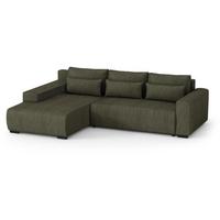 ECKSCHLAFSOFA Benny olivgrün links - Schwarz/Olivgrün, Kunststoff/Textil (271/185cm) - Beautysofa