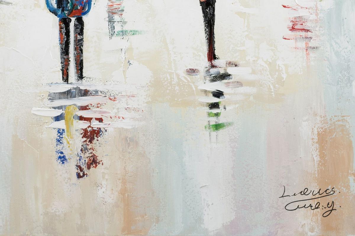 ACRYLBILD HANDGEMALT 80/80 cm - Blau/Gelb, Holz/Textil (80/80cm) - KUNSTLOFT