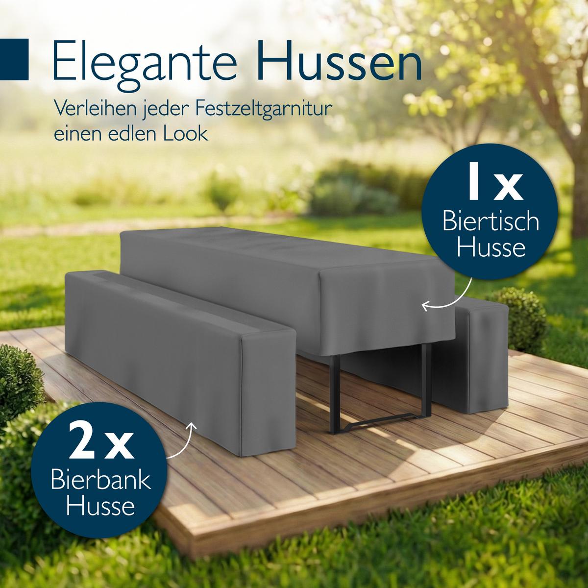 BIERTISCHHUSSE Premium M 50cm Anthrazit (3tlg) - Anthrazit, Textil (50/220cm) - Beautissu 