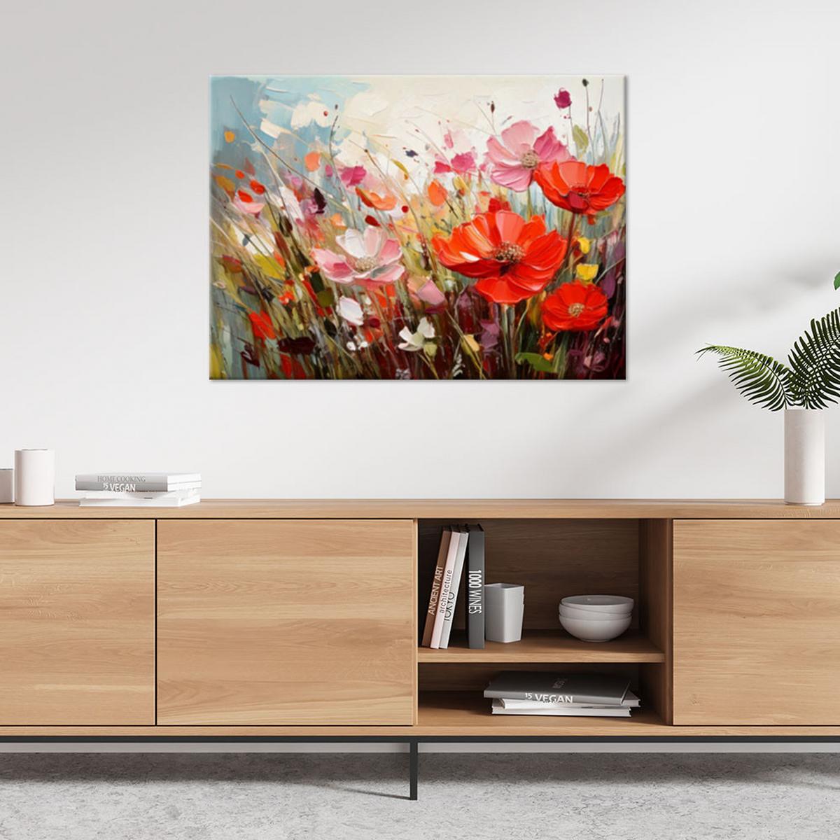 LEINWANDBILD Blumen 100x70cm - Multicolor, Textil (100/70cm) - Feeby