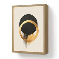 WANDLEUCHTE MIT AKKU Abstraktes Design - Schwarzer Kreis - Farbflecken 30x40 cm - Creme, Holzwerkstoff (30/40/8cm) - OnlyWow