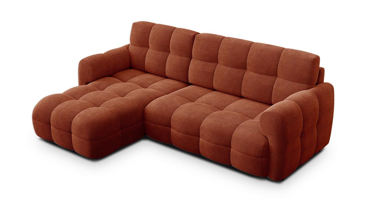 ECKSOFA MELLOW 3-Sitzer, dunkelorange - Dunkelorange/Schwarz, Holz/Textil (232/156cm) - Wozimo