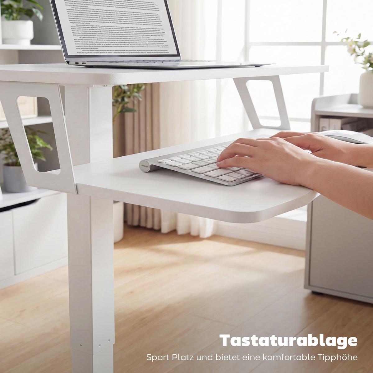 LAPTOPTISCH mit Rollen MDF Stahl Weiß - Weiß, Holzwerkstoff/Metall (65/60/107cm) - HOMCOM
