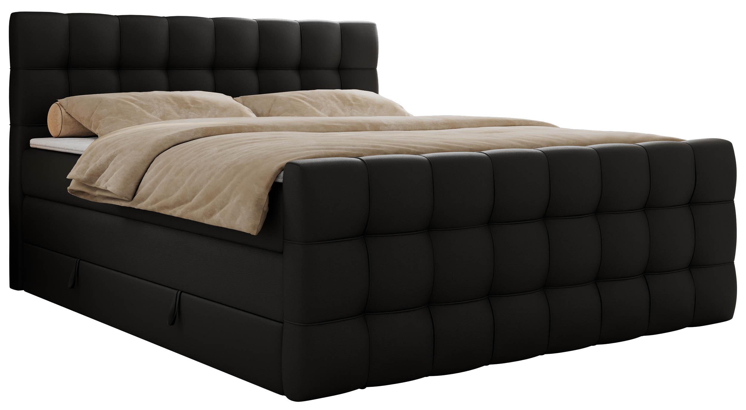 BOXSPRINGBETT ALTIVO KING DUO 200/200 - Schwarz Kunstleder - H4 - Schwarz, Textil (200/200cm) - MKS