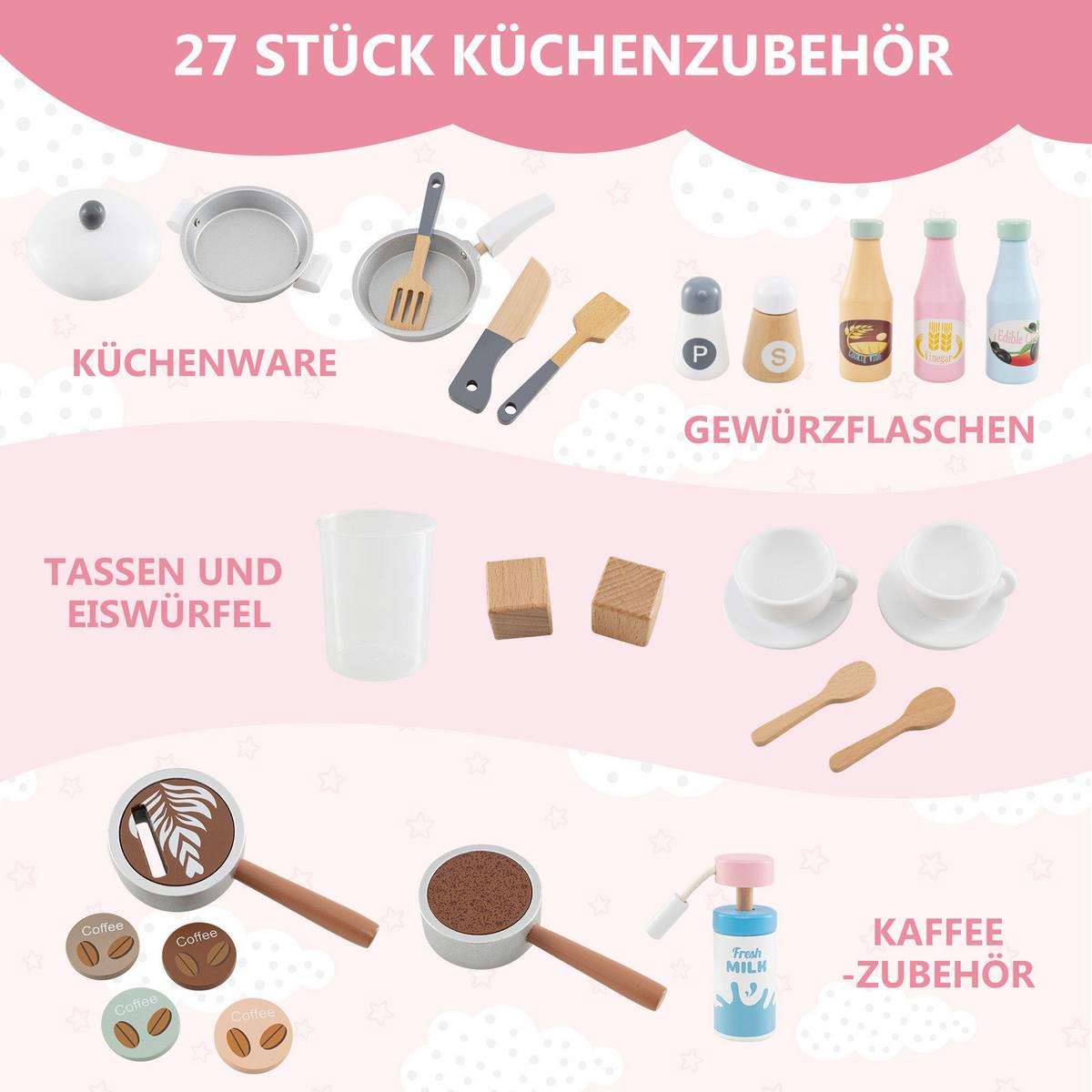 SPIELKÜCHE Braun - Braun, Holzwerkstoff (106/105/30cm) - COSTWAY