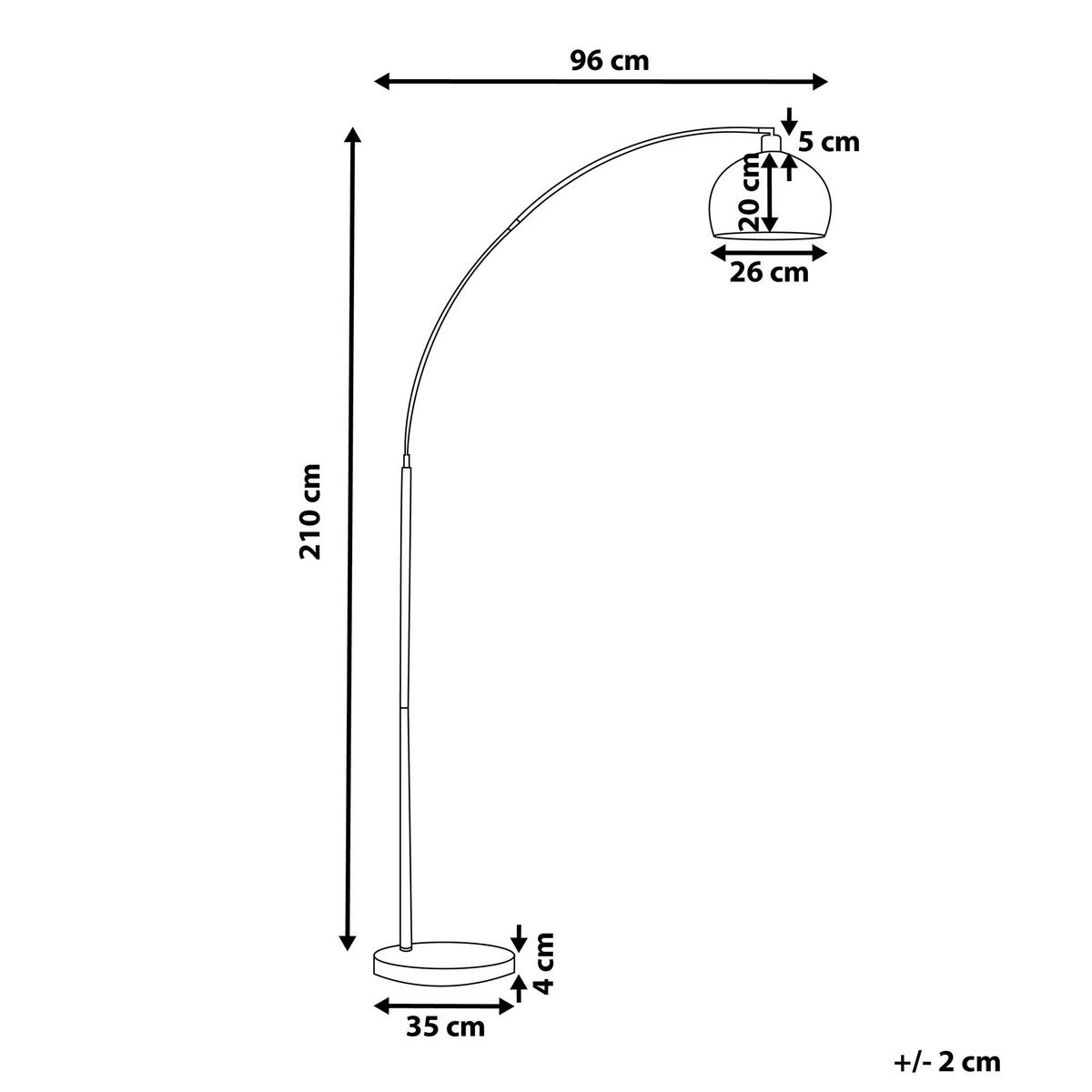 STEHLAMPE Paroo 96/35/210 cm - Silberfarben, Metall (96/35/210cm) - Beliani