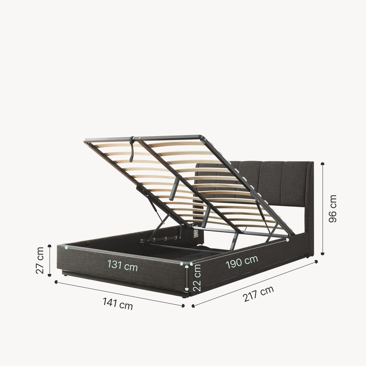 LED POLSTERBETT Tröstiar mit Matratze - Schwarz, Holzwerkstoff/Kunststoff (140/200cm) - [en.casa]