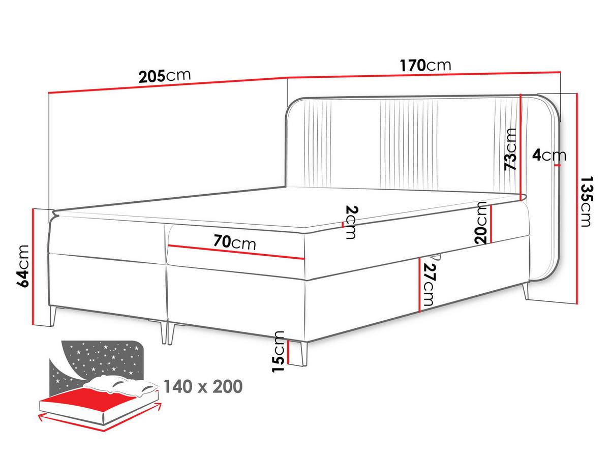 BOXBETT Fandy - H3 - Goldfarben/Dunkelblau, Holz/Textil (140/200cm) - MIRJAN24