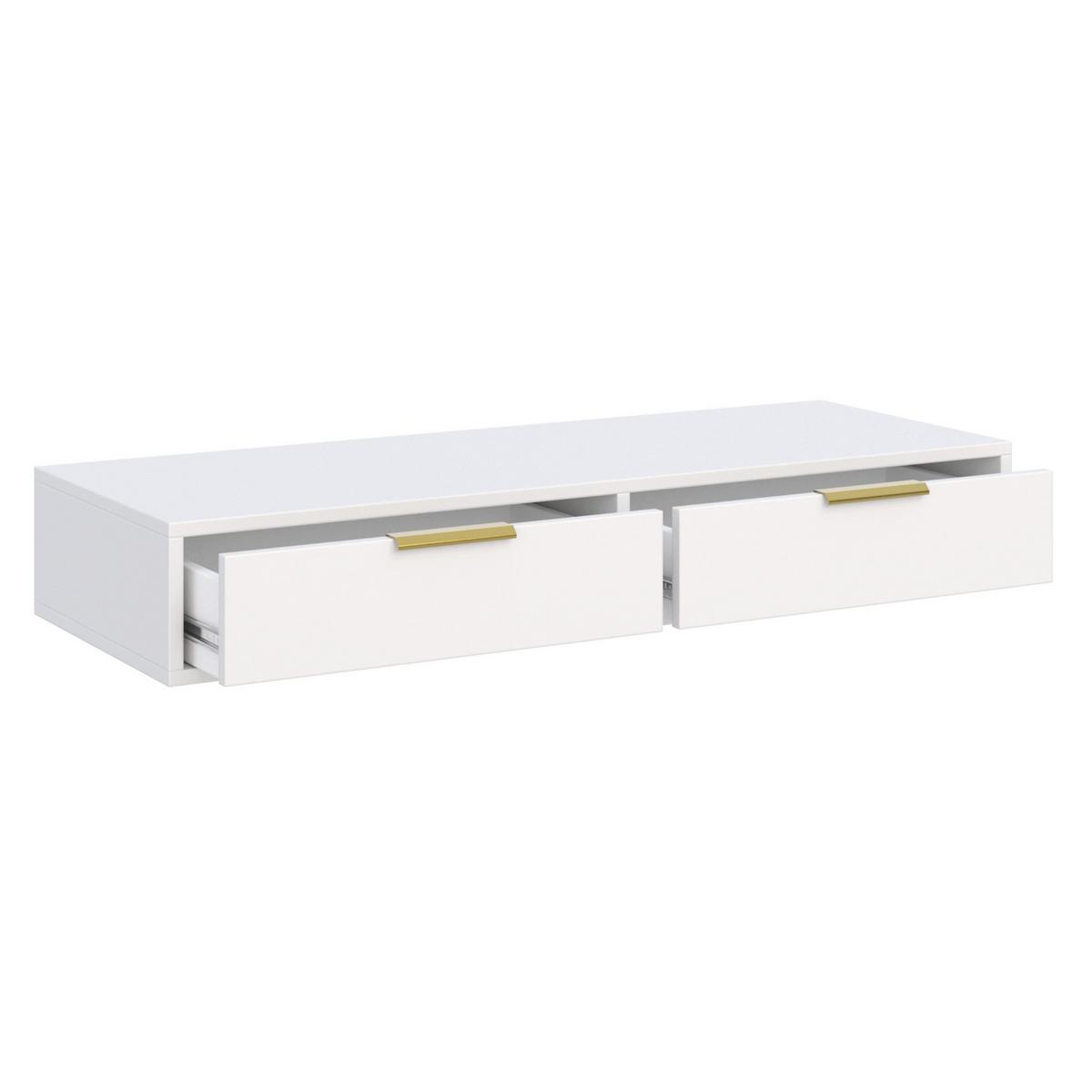 SCHMINKTISCH Vena Weiß 110 cm - Goldfarben/Weiß, Holzwerkstoff/Kunststoff (110/17/40cm) - Selsey