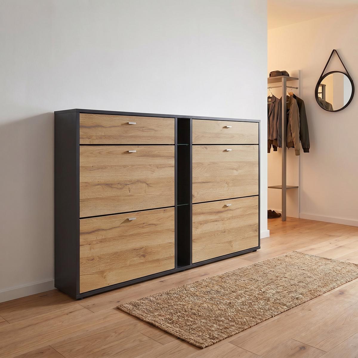 SCHUHSCHRANK Today Fronten in Eiche Natur - Eichefarben, Holzwerkstoff (155.5/95/28cm) - Vladon