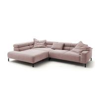 ECKSOFA DELIA Pink Cord - Schwarz/Rosa, Textil/Metall (276/219cm) - KAWOLA