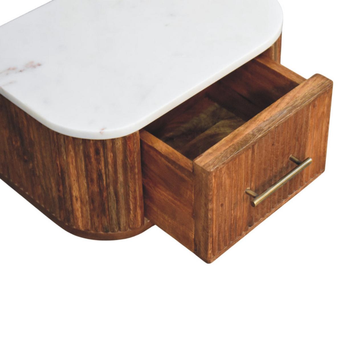 NACHTTISCH mit Golden-Teak-Finish, Marmorplatte oben, 1 Schublade, braun - Braun, Holz/Naturmaterialen (44/20/31cm) - Artisan Furniture