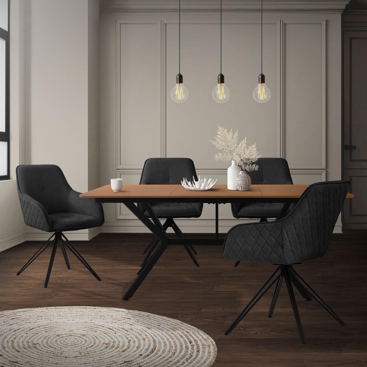ESSTISCH aus MDF Dunkelbraun mit Stahlgestell rechteckig - Dunkelbraun, Holzwerkstoff (180/80/75cm) - ML-DESIGN