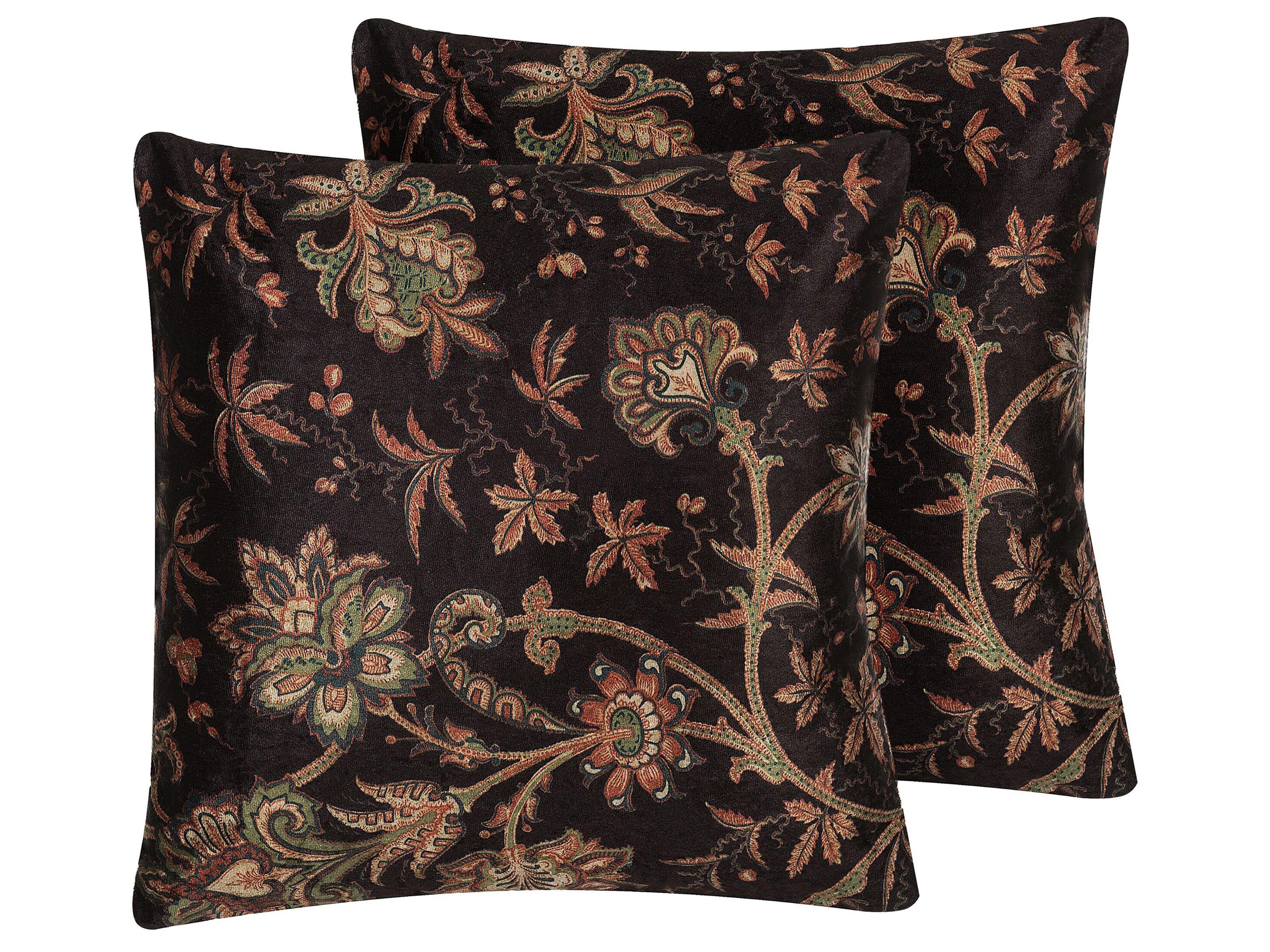 DEKOKISSEN 2er-Set Dunkelbraun 45/45 cm Karur - Dunkelbraun, Naturmaterialien/Textil (45/45cm) - Beliani