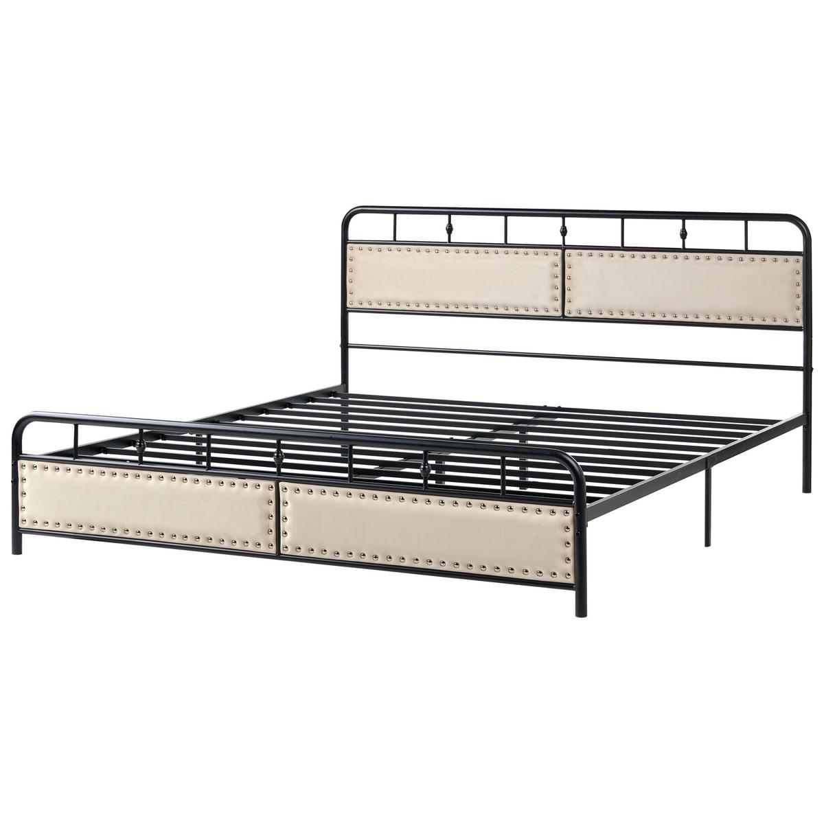 BETT mit Lattenrost 180/200 cm Eisen Schwarz Breuillet - Schwarz, Metall (180/200cm) - Beliani