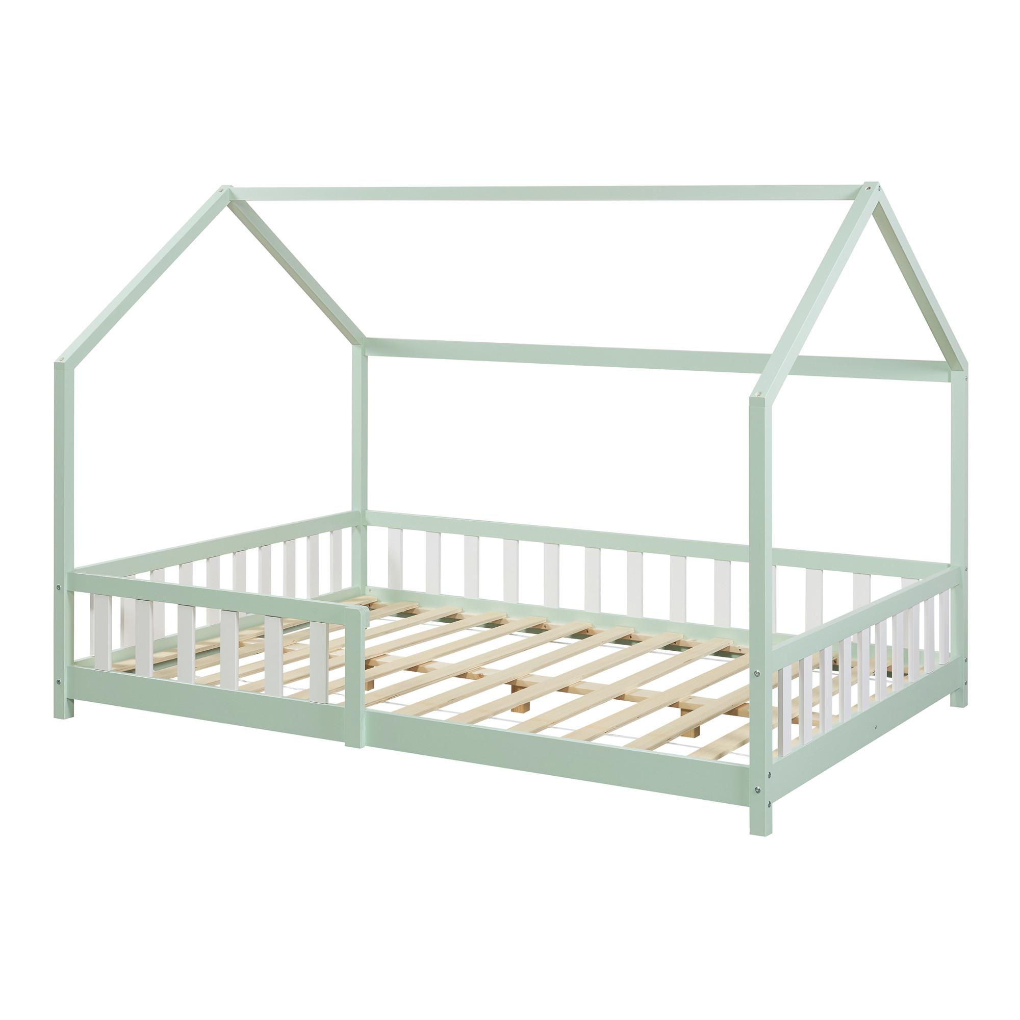 HAUSBETT Hesel - Mintgrün, Holz (120/200cm) - [en.casa]