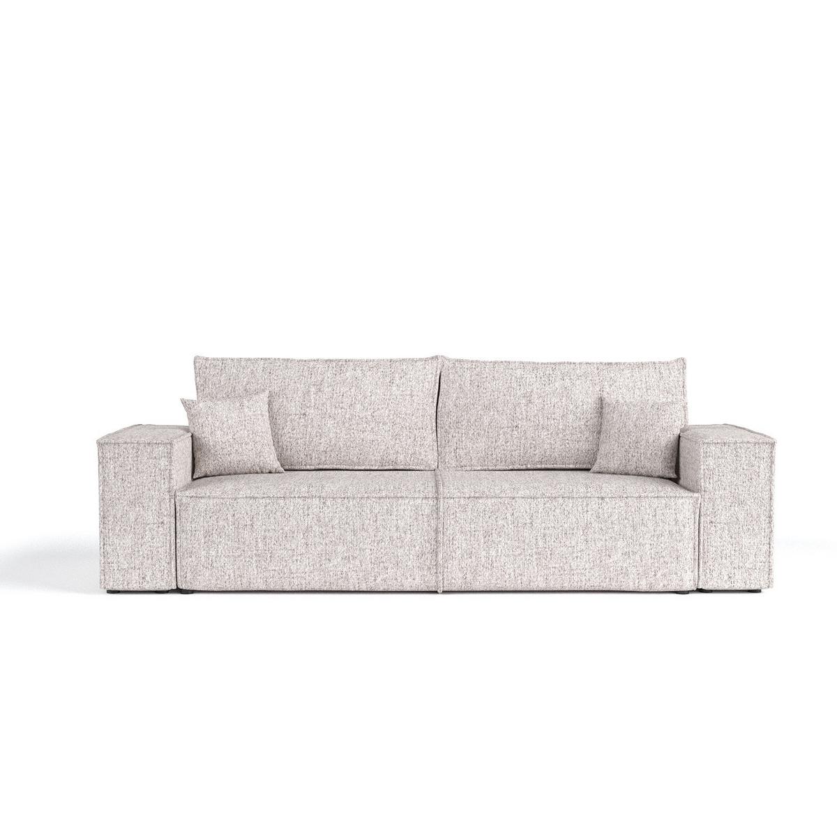 SOFA RESSO mit Schlaffunktion Beige im Neve Stoff - Beige/Schwarz, Holz/Holzwerkstoff (255/70/105cm) - AltaBeds