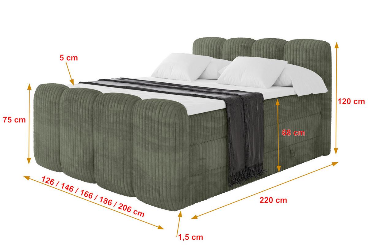 BOXBETT mit Matratze H3|H4 und Lattenrost - NINA-Z KING - 200x200 cm Tila - Olive - Olivgrün, Holzwerkstoff (200/200cm) - ALTDECOR