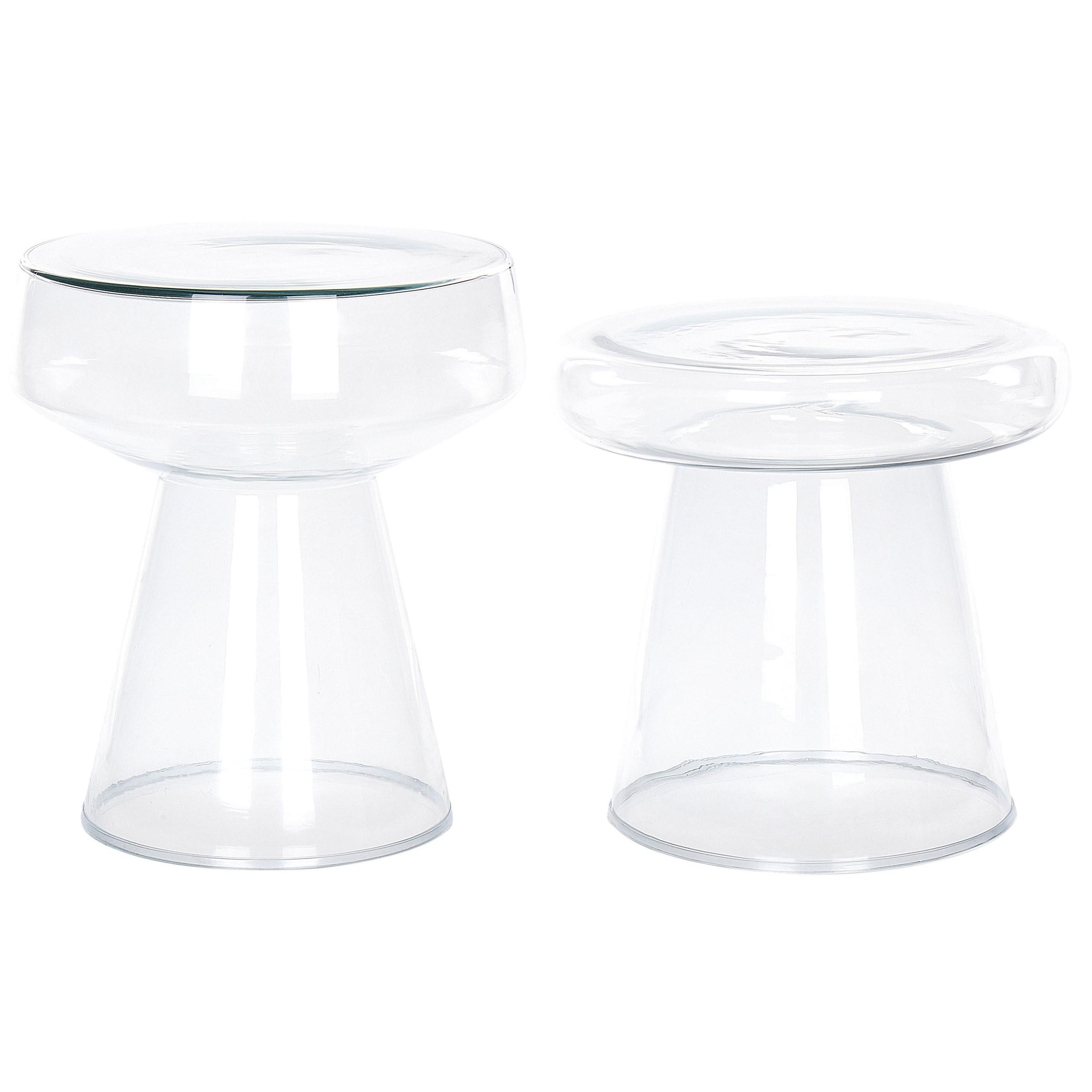 BEISTELLTISCH 2er-Set Glas transparent rund Laguna/Caldera - Transparent, Glas (37/37/43cm) - Beliani