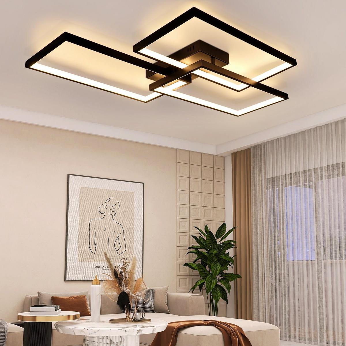 LED-DECKENLEUCHTE Lia 80/54/8 cm - Schwarz, Metall (80/54/8cm) - Nettlife