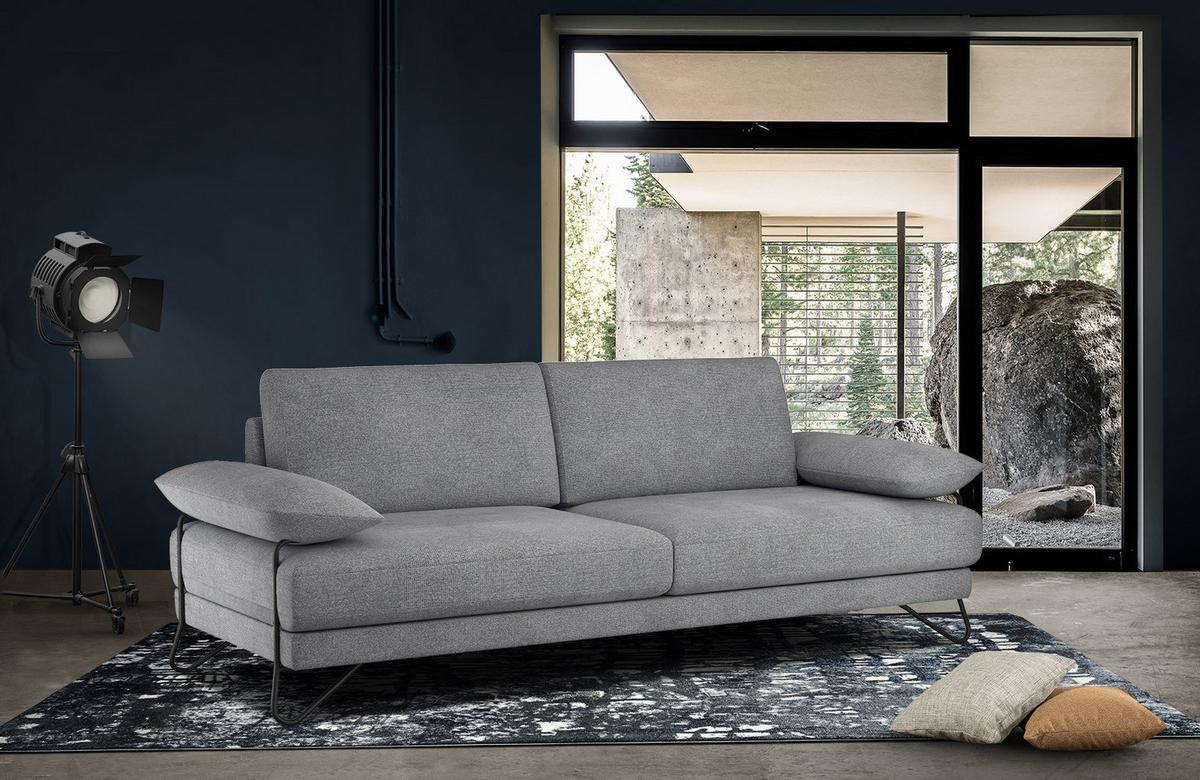 SOFA LORI 3-Sitzer, grau - Schwarz/Grau, Holzwerkstoff/Textil (245/87/96cm) - Wozimo