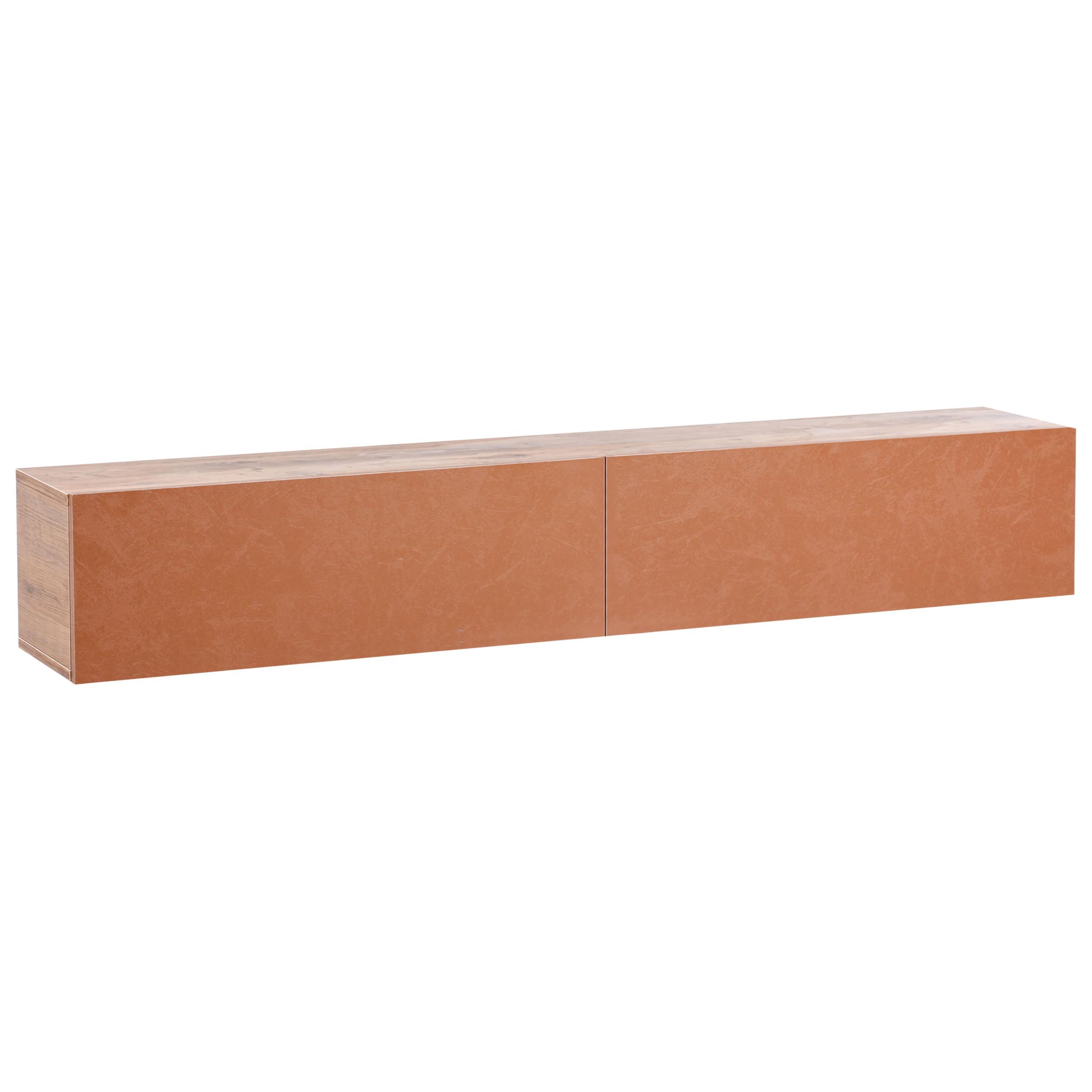 WANDMONTIERTER-TV-SCHRANK Rot/Braun Gladstone - Rot/Braun, Holzwerkstoff (180/30/32cm) - Beliani