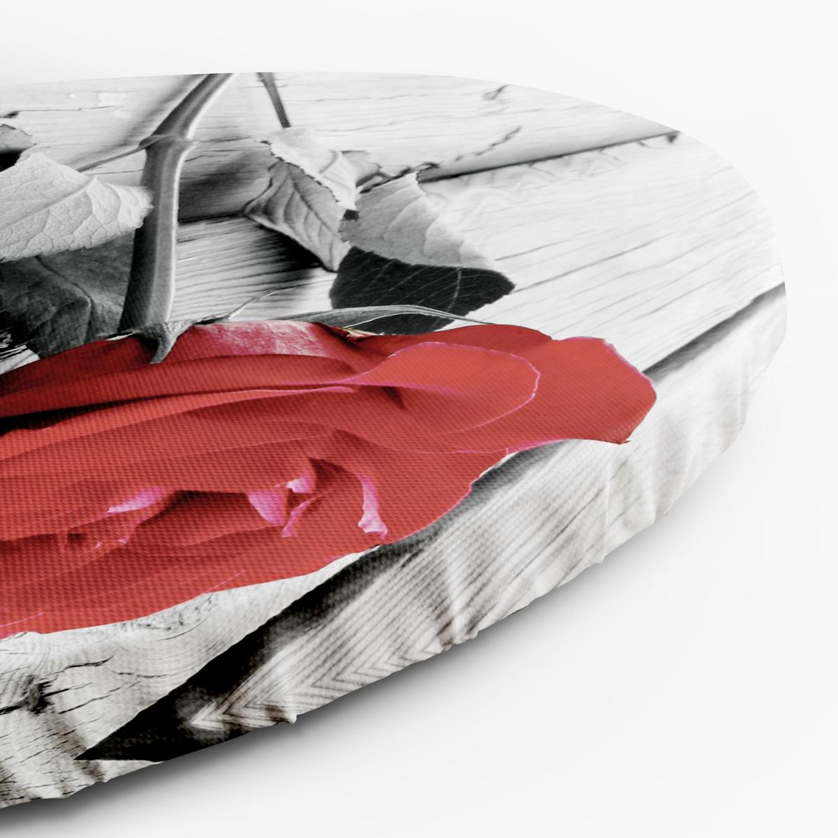 RUNDES BILD Grau 80/80 cm - Rot/Grau, Textil (80/80cm) - KUNSTLOFT