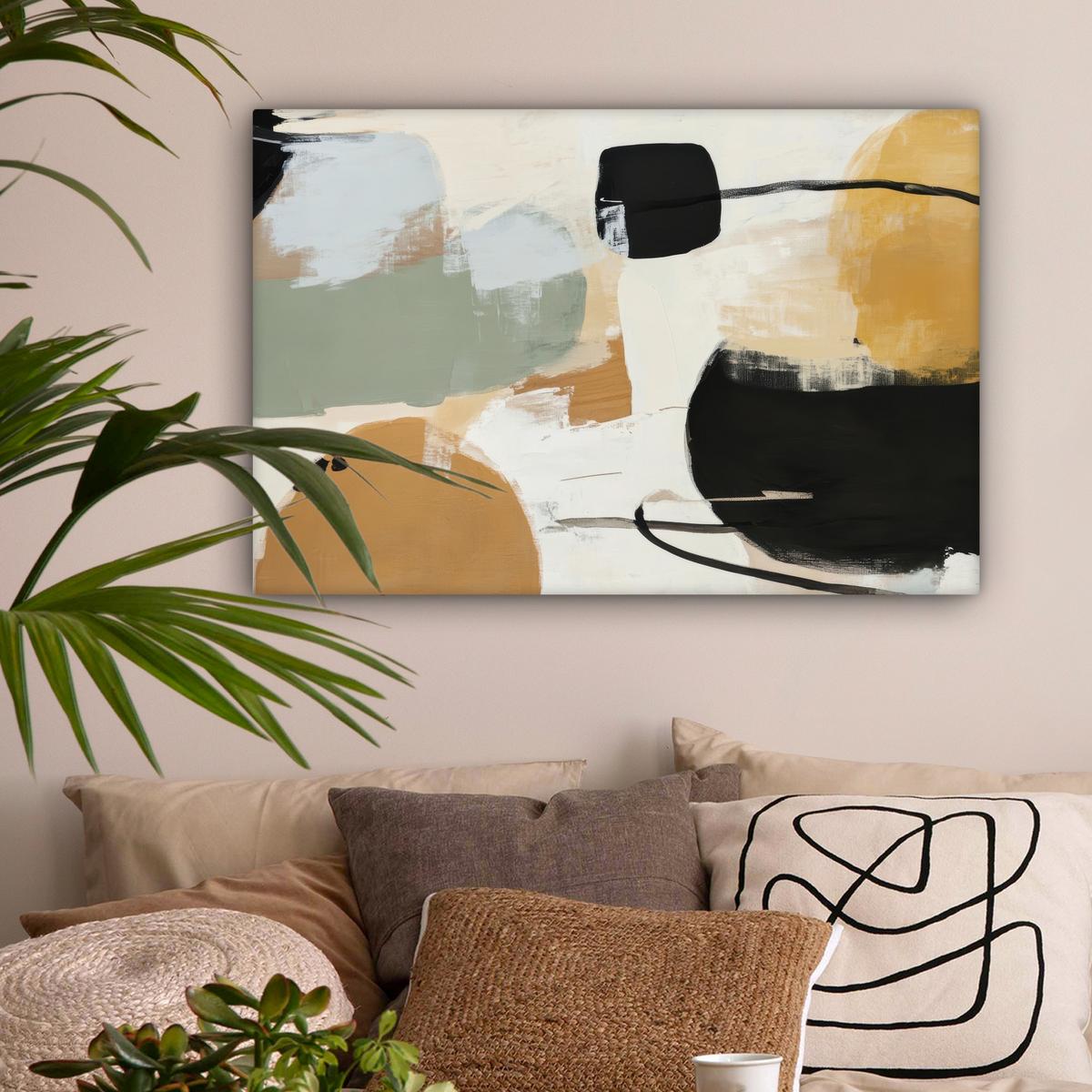 LEINWANDBILD Farbe - Abstrakt - Farben Wanddeko 90x60 cm - Currygelb, Textil (90/60cm) - MuchoWow