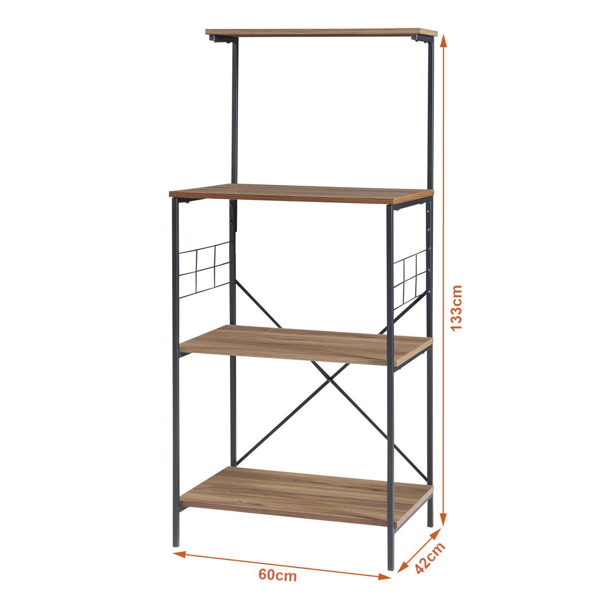 KÜCHENREGAL Billund - Walnussfarben/Schwarz, Holzwerkstoff/Metall (60/133/42cm) - [en.casa]