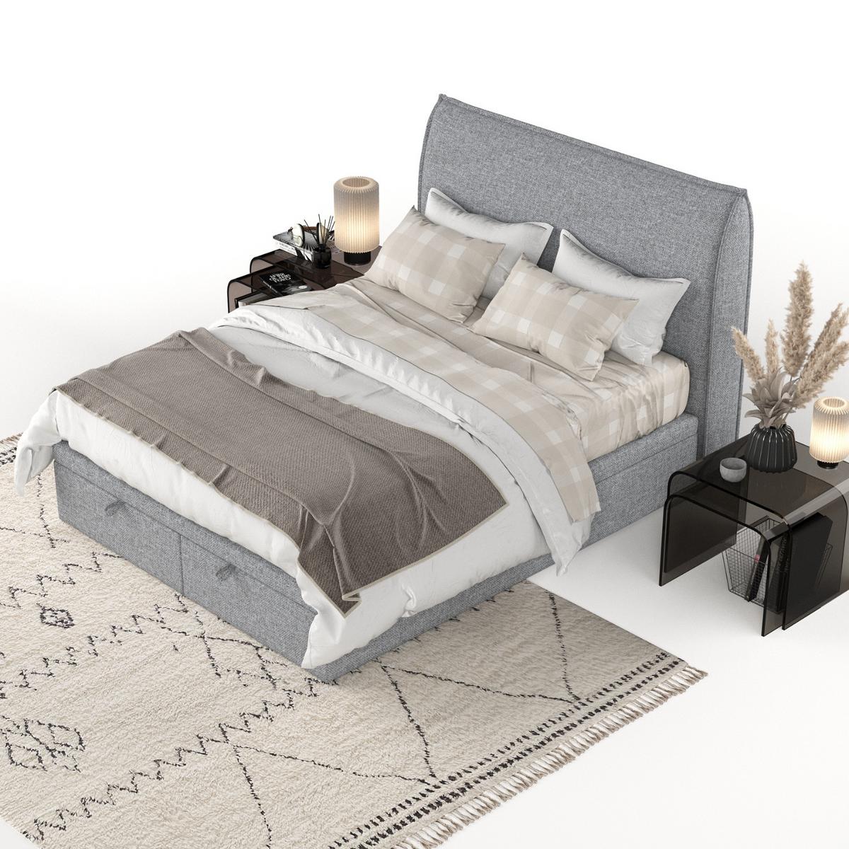 POLSTERBETT Tuvalu mit Stauraum 200/200 cm Grau im Alta Stoff - Schwarz/Grau, Holz/Holzwerkstoff (200/200cm) - AltaBeds