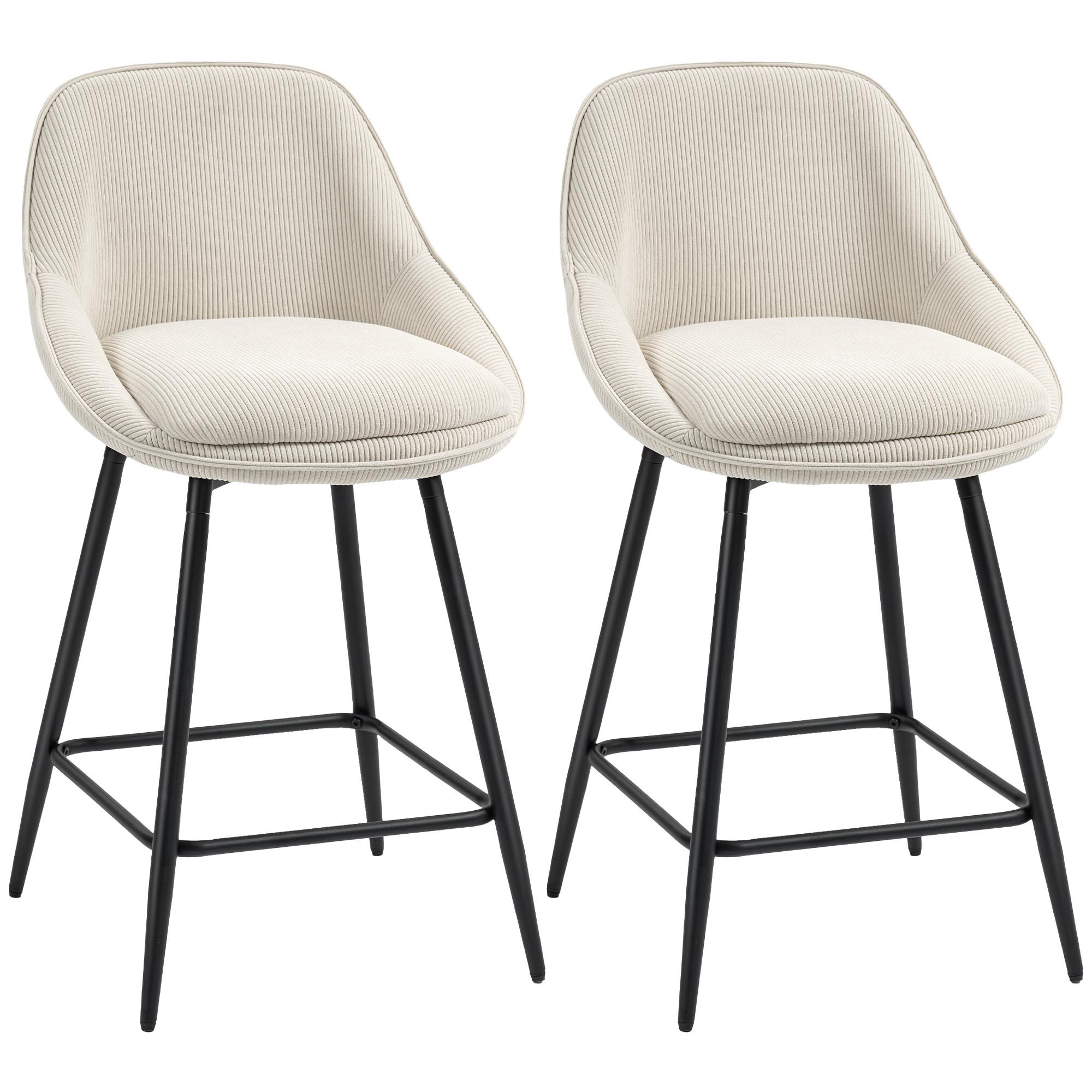 BARHOCKER 2ER-SET aus Polyester Cremeweiß - Creme, Textil (49/88/52cm) - HOMCOM