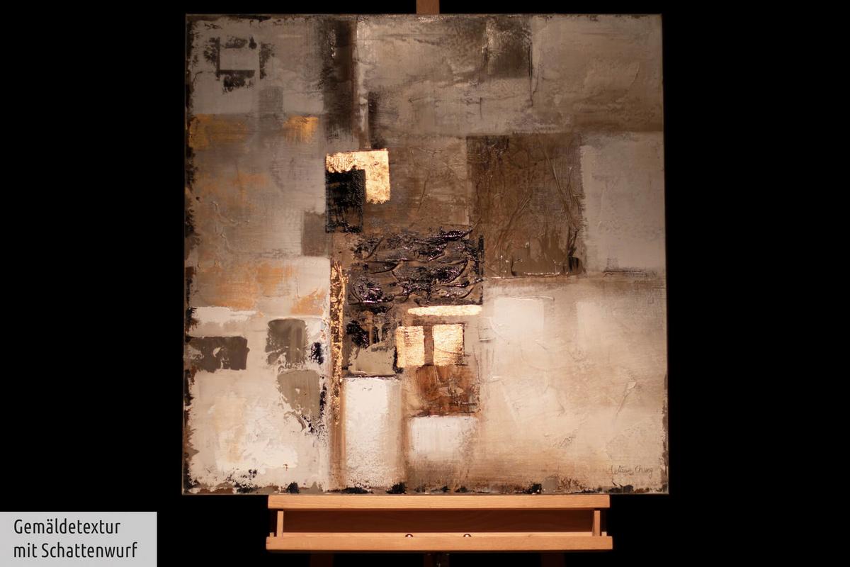ÖLGEMÄLDE 80/80 cm - Beige/Goldfarben, Holz/Textil (80/80cm) - KUNSTLOFT