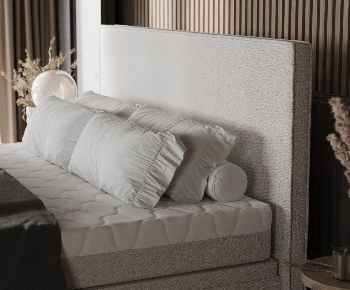 BOXBETT Zalla 200/200 cm Hellbeige im Riva Stoff - Sandfarben/Schwarz, Holz/Holzwerkstoff (200/200cm) - AltaBeds